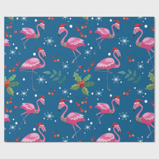 Christmas Flamongos and holly pattern Geschenkpapier (Flach)