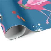 Christmas Flamongos and holly pattern Geschenkpapier (Rolleneckpunkt)