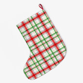 Christmas Flannel Plaid Tartan Design - White  Großer Weihnachtsstrumpf (Rückseite (Hängend))