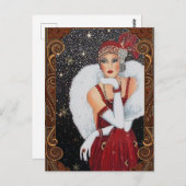 Christmas Flapper Girl Star-Drenched Night Sky Postkarte (Vorne/Hinten)