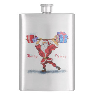 Christmas Flask Bodybuilder Santa with Ohrts Fun Flachmann