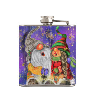 Christmas Flask Couple Gnomes Gift Flachmann