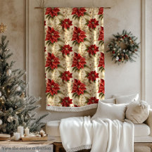 Christmas Floral Blanket Vintage Holiday Accent