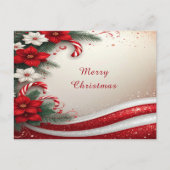 Christmas Floral Candy Canes Holiday Postcard Postkarte (Vorderseite)