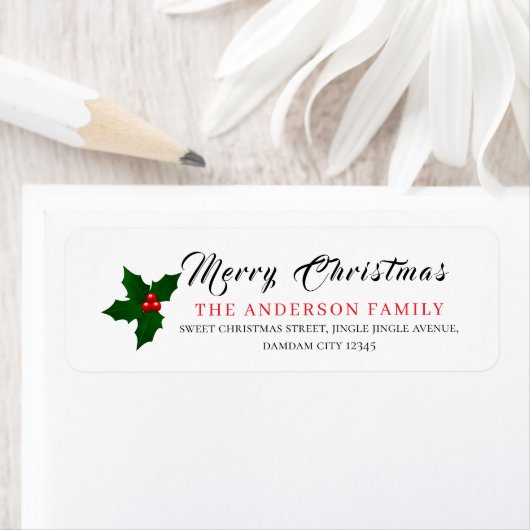 Christmas Floral Elegant Simple Return Address (Insitu)