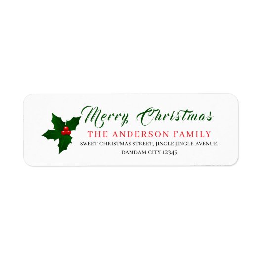 Christmas Floral Elegant Simple Return Address (Vorne)