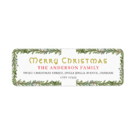 Christmas Floral Elegant Simple Return Address