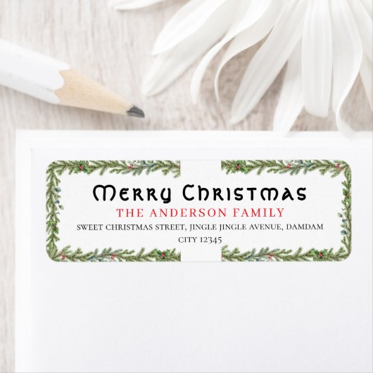 Christmas Floral Elegant Simple Return Address (Insitu)