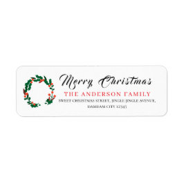 Christmas Floral Elegant Simple Return Address
