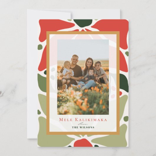 Christmas Floral Hawaiian Quilt Holiday Photo Card Einladung (Vorderseite)