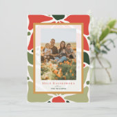 Christmas Floral Hawaiian Quilt Holiday Photo Card Einladung (Stehend Vorderseite)