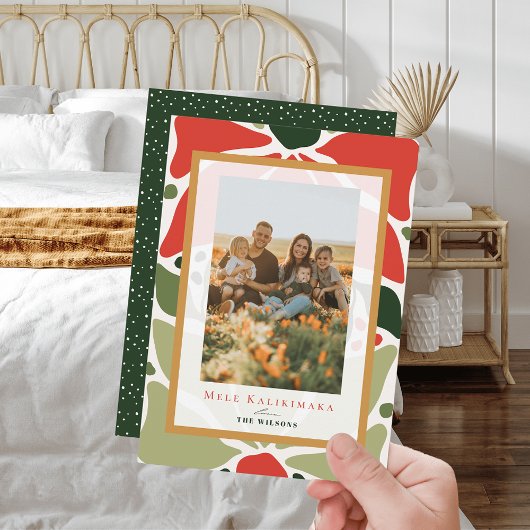 Christmas Floral Hawaiian Quilt Holiday Photo Card Einladung