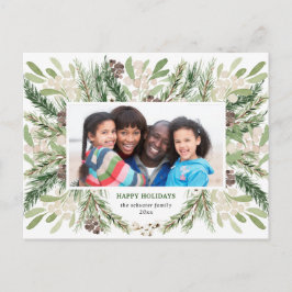 Christmas Floral Holiday Foto Postcard Postkarte