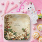 Christmas Floral Holiday Paper Plate Pappteller (Party)