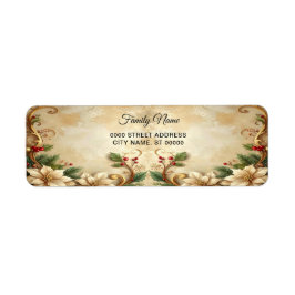 Christmas Floral Holiday Return Address Label