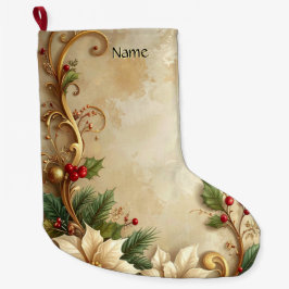 Christmas Floral Holiday Stocking Großer Weihnachtsstrumpf