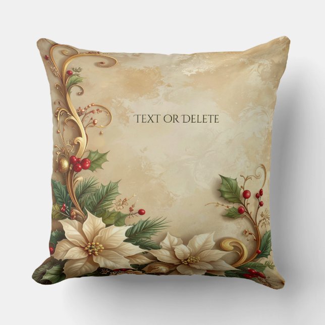 Christmas Floral Holiday Throw Pillow Kissen (Vorderseite)