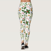 Christmas Floral Holly Candy Canes Gingerbret Leggings (Rückseite)