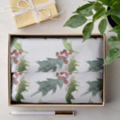 Christmas Floral Holly Red Berries Seidenpapier (Geschenk)