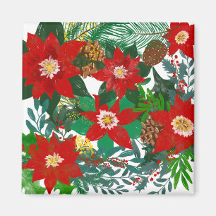 Christmas Floral Leaf Art Magnet