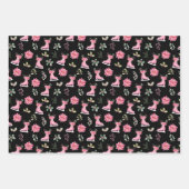 Christmas Floral Pink Ice Skates Geschenkpapier Set (Vorderseite 3)
