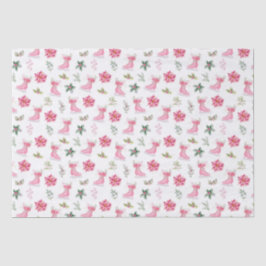 Christmas Floral Pink Ice Skates Seidenpapier