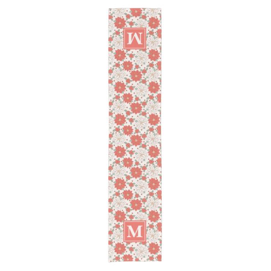 Christmas Floral Poinsettia Holly Custom Kurzer Tischläufer (Vorderseite)