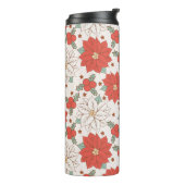 Christmas Floral Poinsettia Holly Custom Thermosbecher (Nach links gedreht)