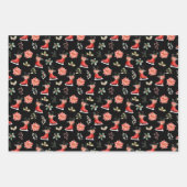 Christmas Floral Red Ice Skates Geschenkpapier Set (Vorderseite 3)
