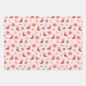 Christmas Floral Red Ice Skates Geschenkpapier Set (Vorderseite 2)
