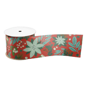 Christmas Floral Red Satinband