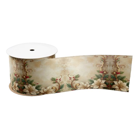 Christmas Floral Satin Ribbon Satinband (Spule)