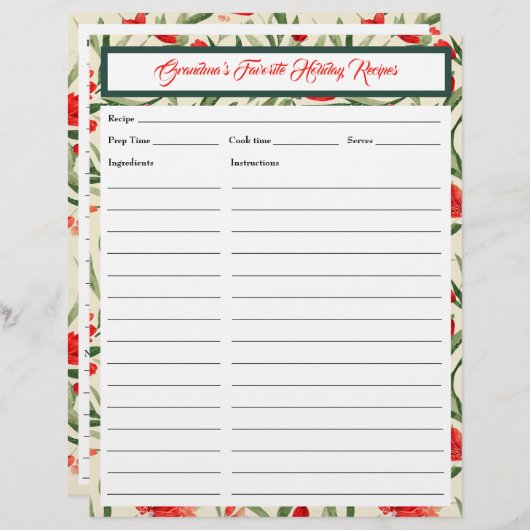 Christmas Florals Card (Vorne/Hinten)