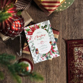 Christmas Flower And Leaves Watercolor Einladung