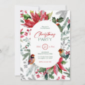 Christmas Flower And Leaves Watercolor Einladung (Vorderseite)