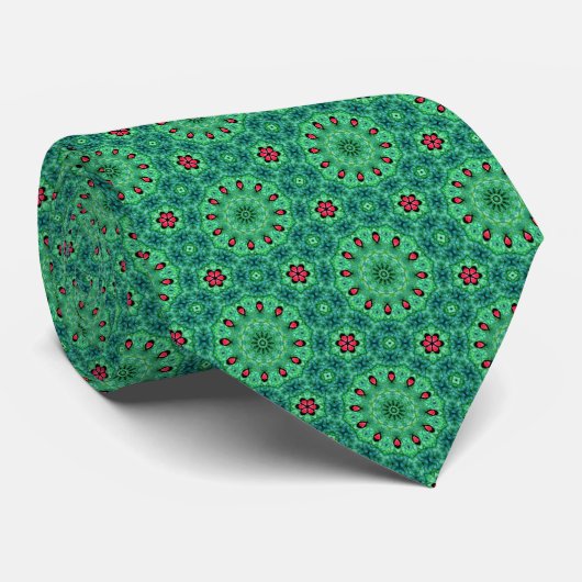 Christmas Flowers and Medallions Neck Tie Krawatte (Gerollt)