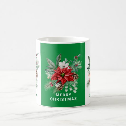 Christmas flowers Bouquet Merry Christmas Text 2 Kaffeetasse (Mittel)