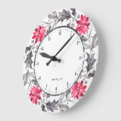 Christmas Flowers & Leafs Wreath Große Wanduhr (Winkel)