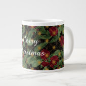 Christmas Flowers Pattern,Gold Red Green Black Jumbo-Tasse (Vorderseite Rechts)