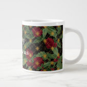 Christmas Flowers Pattern,Gold Red Green Black Jumbo-Tasse (Rechts)