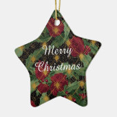 Christmas Flowers Pattern,Gold Red Green Black Keramik Ornament (Links)