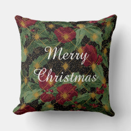 Christmas Flowers Pattern,Gold Red Green Black Kissen