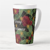 Christmas Flowers Pattern,Gold Red Green Black Milchtasse (Rechte Ecke)