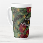 Christmas Flowers Pattern,Gold Red Green Black Milchtasse (Linke Ecke)