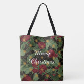 Christmas Flowers Pattern,Gold Red Green Black Tasche (Rückseite)