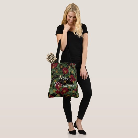 Christmas Flowers Pattern,Gold Red Green Black Tasche (Am Model)
