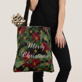 Christmas Flowers Pattern,Gold Red Green Black Tasche (Von Nahem)