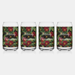 Christmas Flowers Pattern,Gold Red Green Black ,Wh Dosenglas