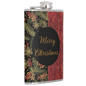 Christmas Flowers ,Red Gold Black,Merry Christmas Flachmann (Rechts)