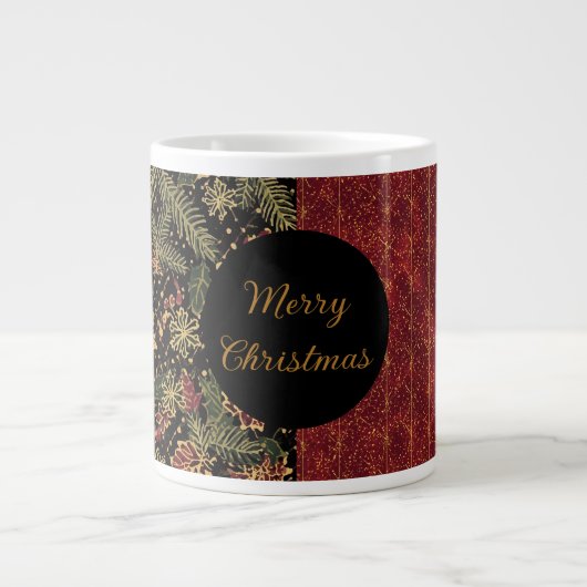 Christmas Flowers ,Red Gold Black,Merry Christmas  Jumbo-Tasse (Vorderseite)